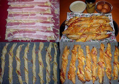 Baconös, sajtos rudak